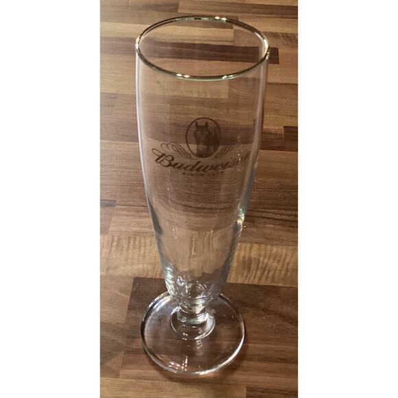 Budweiser Clydesdales Gold Rimmed 8" Pilsner Beer Glasses Set Of 4 - Picture 10 of 10